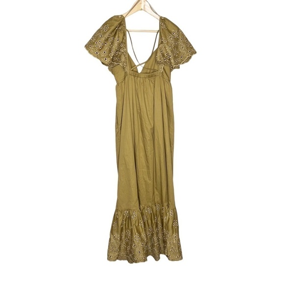 NWT En Saison Flutter Sleeves Eyelet Maxi Dress in Natural - Picture 8 of 13